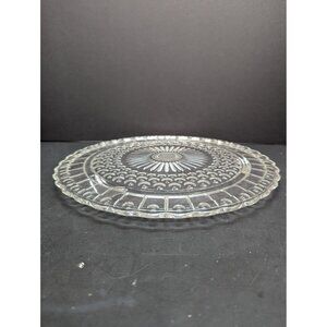 Vintage Federal Glass 11 3/8 Inch Sunflower Bubble Footed Glass Cake Plate